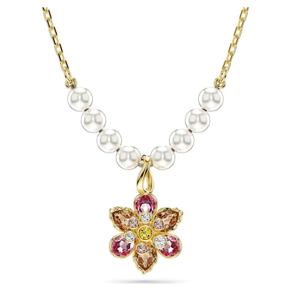 Swarovski smykke Idyllia pendant Crystal pearl, Mixed cuts, Flower, Multicolored, Gold-tone plated - 5723140